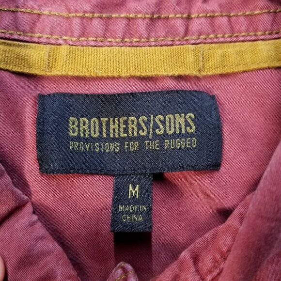 Brothers Sons Shirt Mens M Red Button Up Long Sleeve Collared Dark Wash - Picture 3 of 11